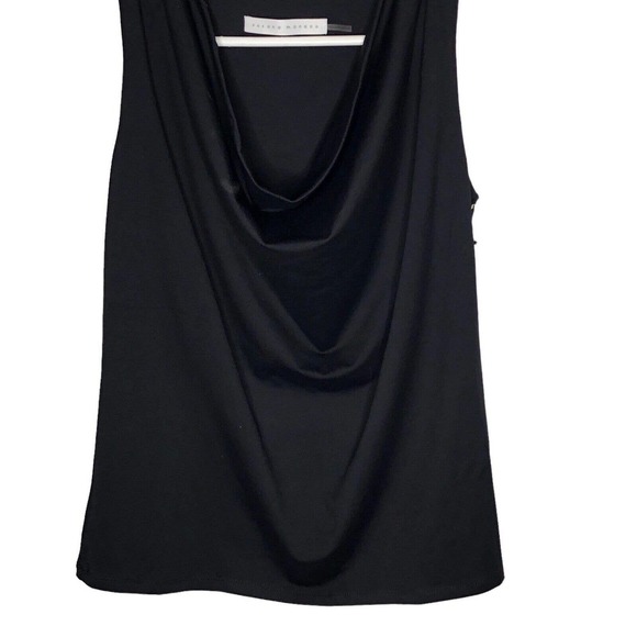 NWT Susana Monaco Womens Crowl‎ Drape Neck Top Shirt Size Small Black Sleeveless - Picture 2 of 8
